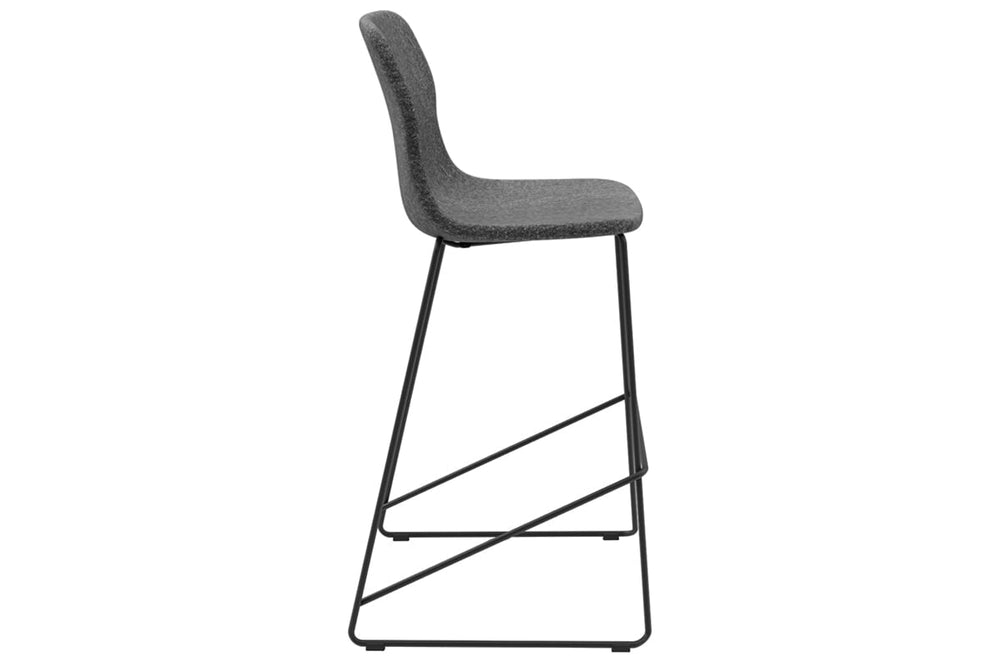 Sammy Counter Stool Sled Base - 760mm Seat Height [Fabric]-black dark grey 