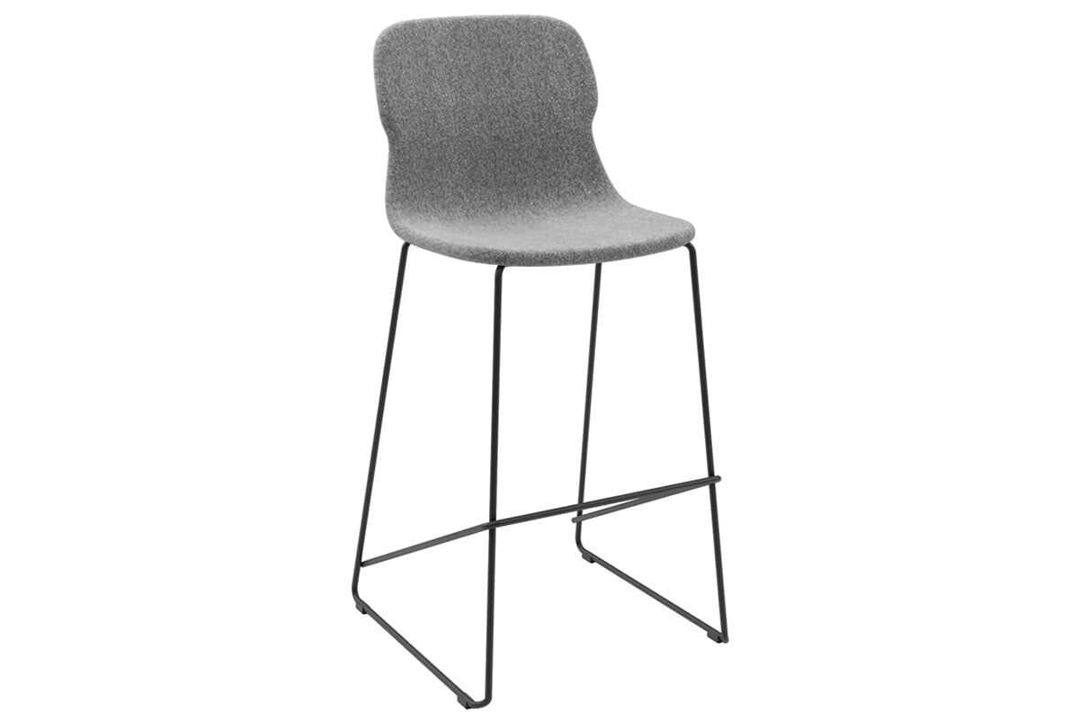 Sammy Counter Stool Sled Base - 760mm Seat Height [Fabric]-black light grey 