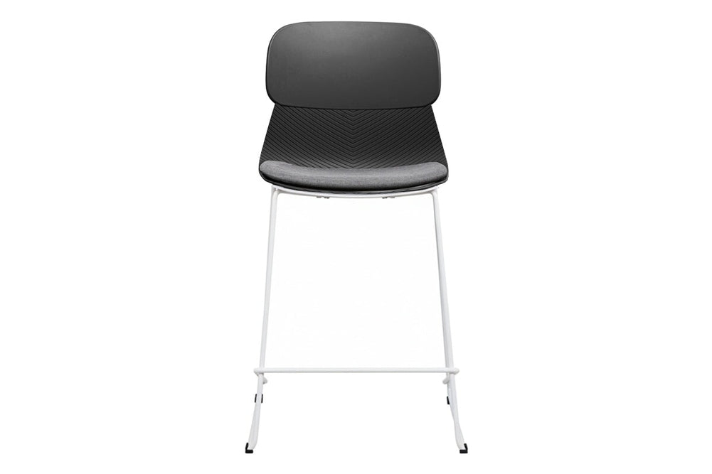 Sammy Counter Stool Sled Base - 760mm Seat Height [Plastic]-black leg grey with pad 