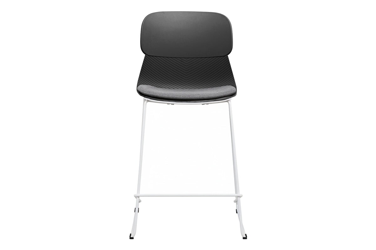 Sammy Counter Stool Sled Base - 760mm Seat Height [Plastic]-black leg grey with pad 