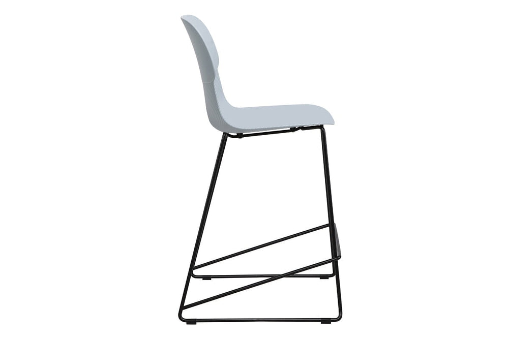 Sammy Counter Stool Sled Base - 760mm Seat Height [Plastic]-black leg grey with pad 