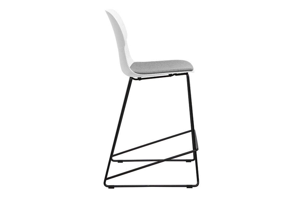 Sammy Counter Stool Sled Base - 760mm Seat Height [Plastic]-black leg grey with pad 