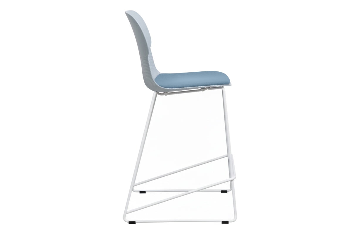 Sammy Counter Stool Sled Base - 760mm Seat Height [Plastic]-black leg grey with pad 