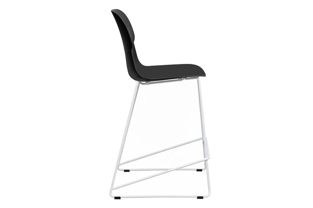 Sammy Counter Stool Sled Base - 760mm Seat Height [Plastic]-black leg grey with pad 