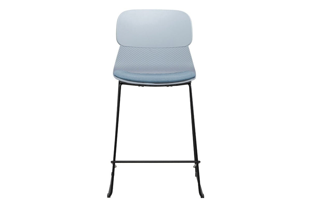 Sammy Counter Stool Sled Base - 760mm Seat Height [Plastic]-black leg grey with pad 