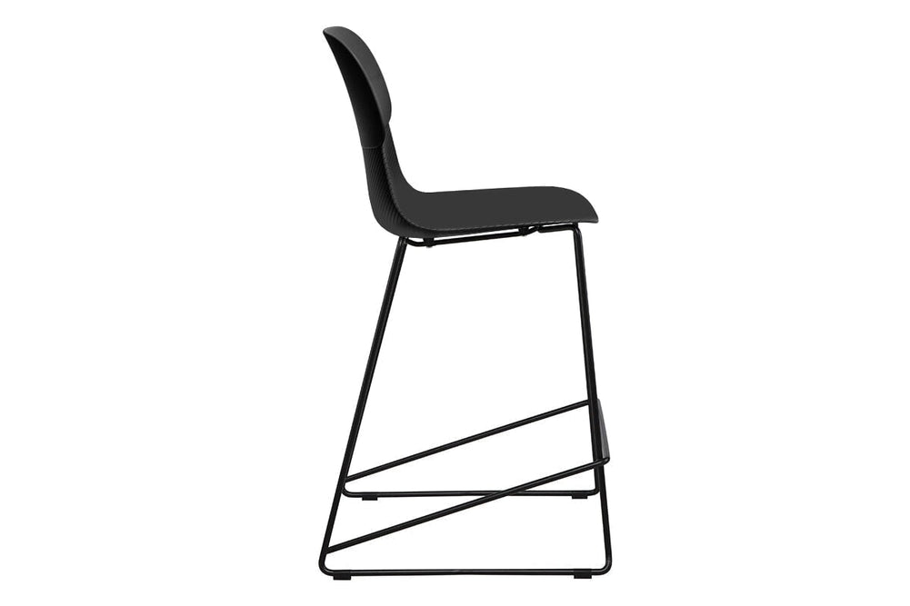 Sammy Counter Stool Sled Base - 760mm Seat Height [Plastic]-black leg grey with pad 