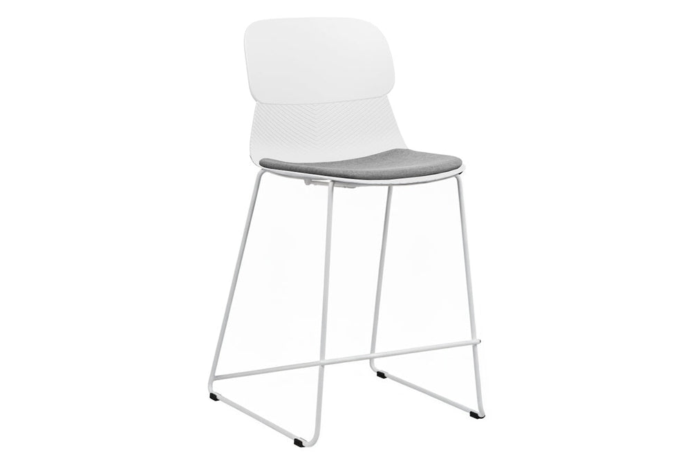 Sammy Counter Stool Sled Base - 760mm Seat Height [Plastic]-white leg white with pad 