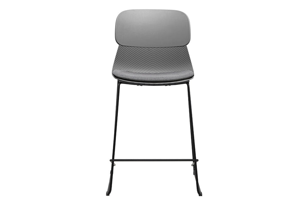 Sammy Counter Stool Sled Base - 760mm Seat Height [Plastic]-black leg grey with pad 
