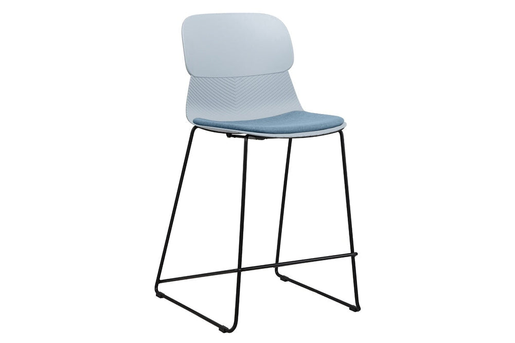 Sammy Counter Stool Sled Base - 760mm Seat Height [Plastic]-black leg blue with pad 