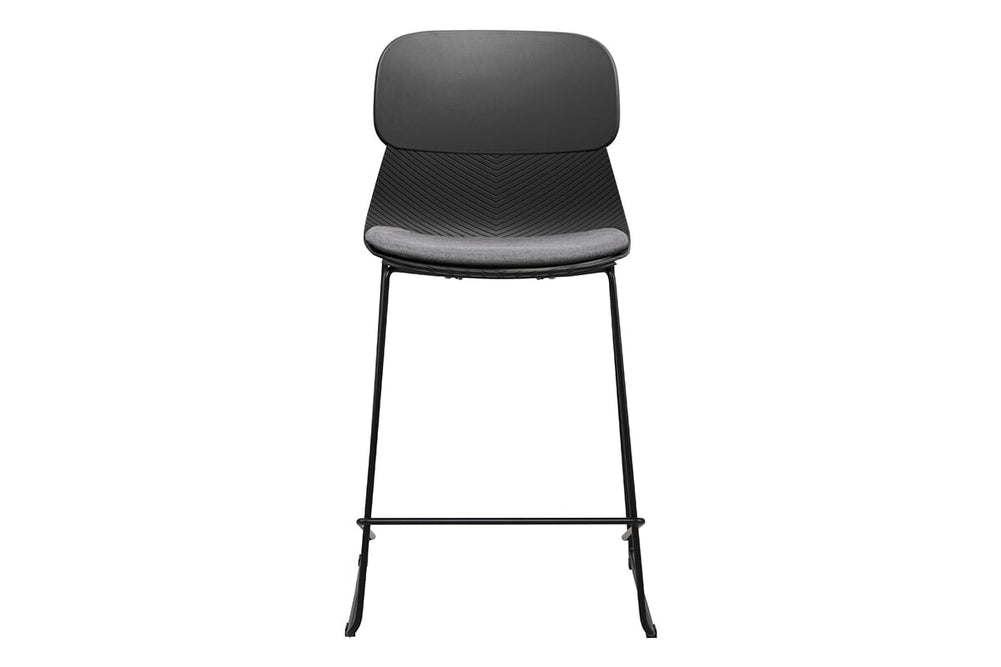 Sammy Counter Stool Sled Base - 760mm Seat Height [Plastic]-black leg grey with pad 