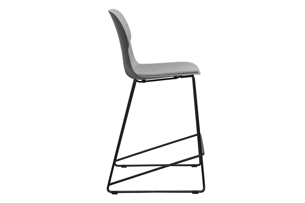 Sammy Counter Stool Sled Base - 760mm Seat Height [Plastic]-black leg grey with pad 