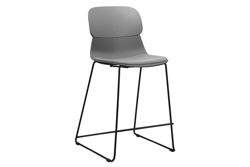 Sammy Counter Stool Sled Base - 760mm Seat Height [Plastic]-black leg grey with pad 