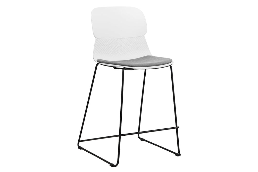 Sammy Counter Stool Sled Base - 760mm Seat Height [Plastic]-black leg white with pad 