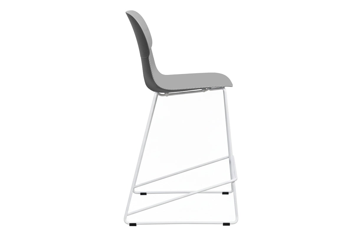Sammy Counter Stool Sled Base - 760mm Seat Height [Plastic]-black leg grey with pad 