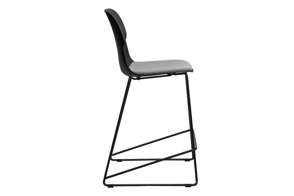Sammy Counter Stool Sled Base - 760mm Seat Height [Plastic]-black leg grey with pad 