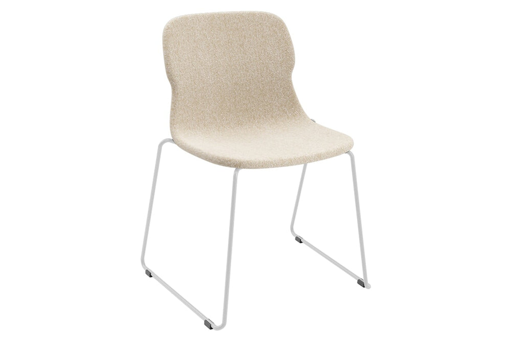 Sammy Fabric Chair - Sled Base-white cream 