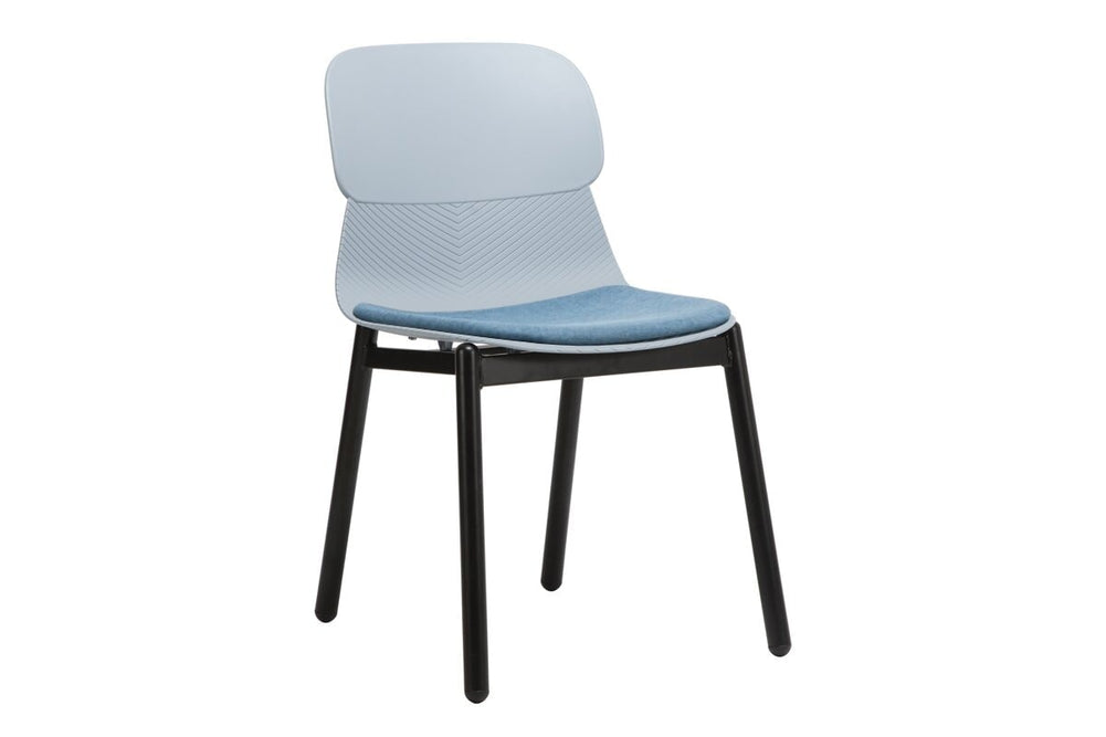 Sammy Plastic Chair - 4 Leg-blue with pad  