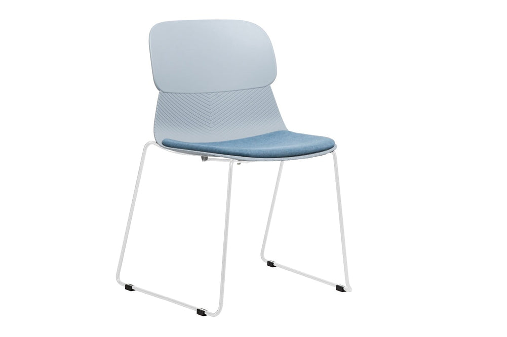 Sammy Plastic Chair - Sled Base-white leg blue with pad 