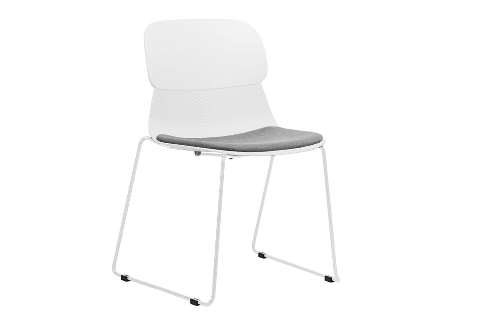 Sammy Plastic Chair - Sled Base-white leg white with pad 
