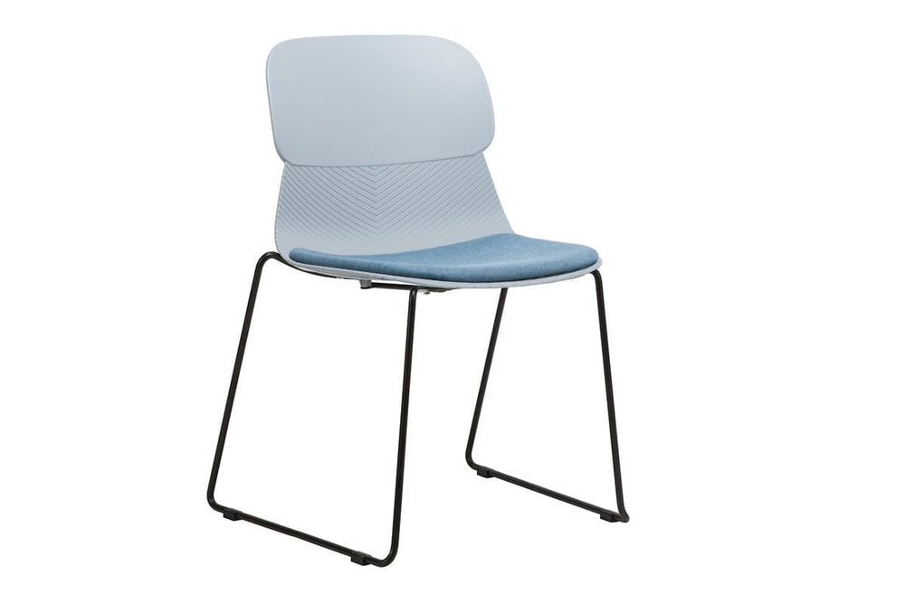 Sammy Plastic Chair - Sled Base-blue with pad  