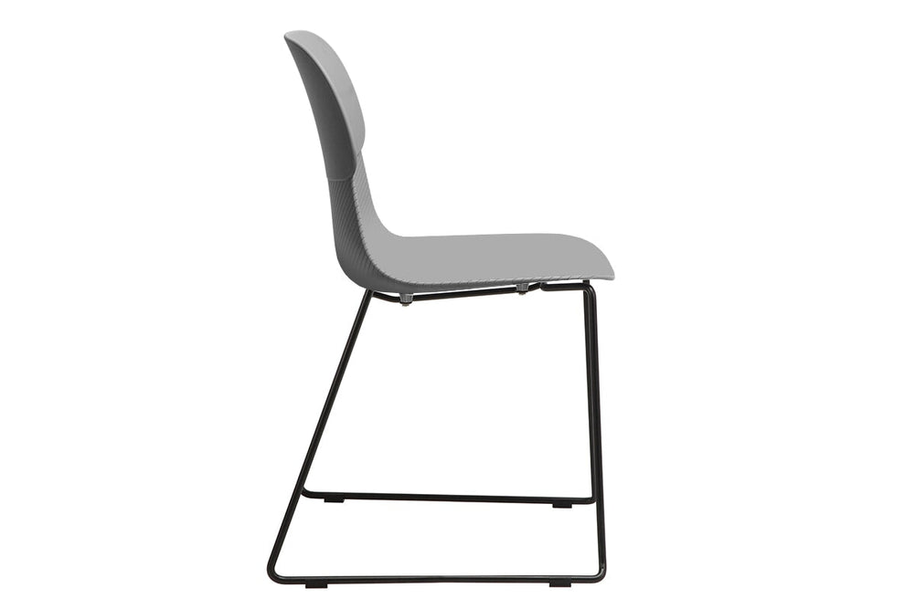 Sammy Plastic Chair - Sled Base-black leg grey with pad 