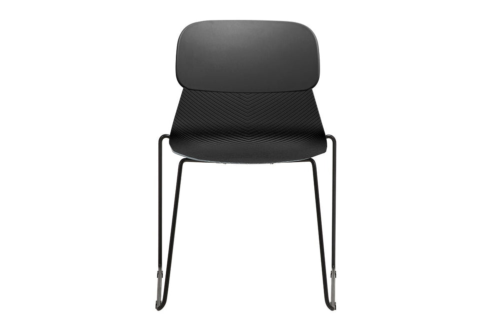 Sammy Plastic Chair - Sled Base-black leg grey with pad 