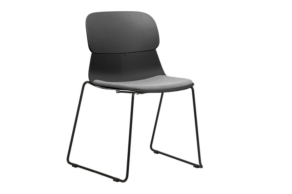 Sammy Plastic Chair - Sled Base-black with pad  