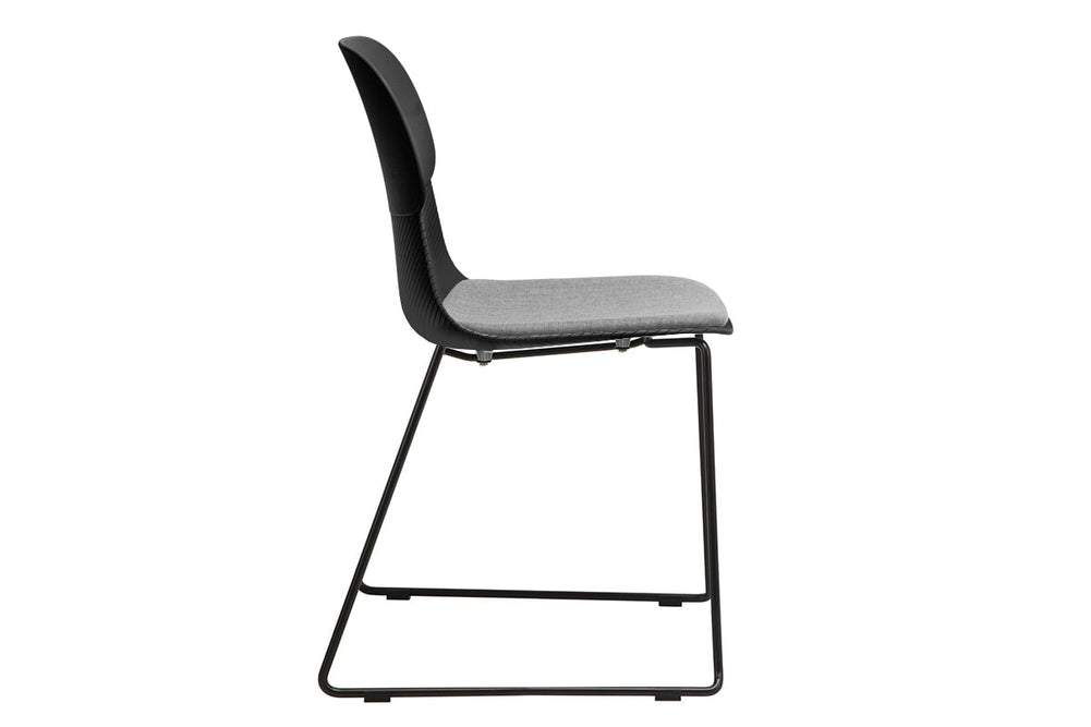 Sammy Plastic Chair - Sled Base-black leg grey with pad 