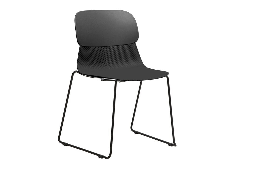 Sammy Plastic Chair - Sled Base-black  