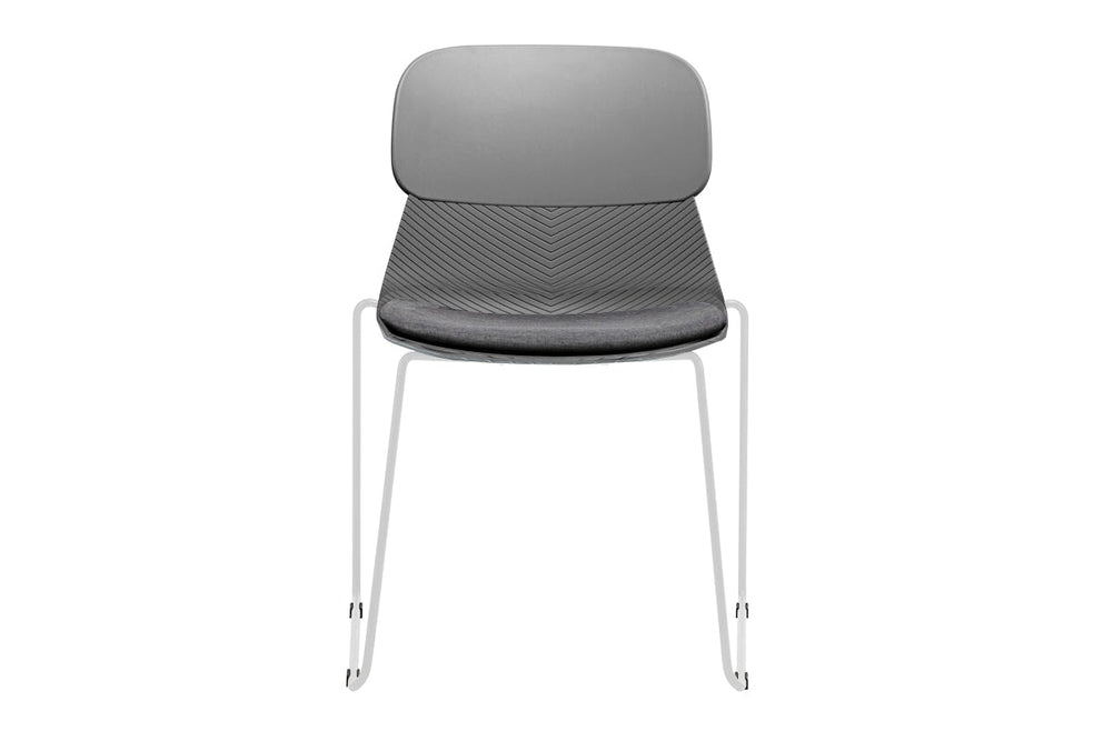 Sammy Plastic Chair - Sled Base-black leg grey with pad 