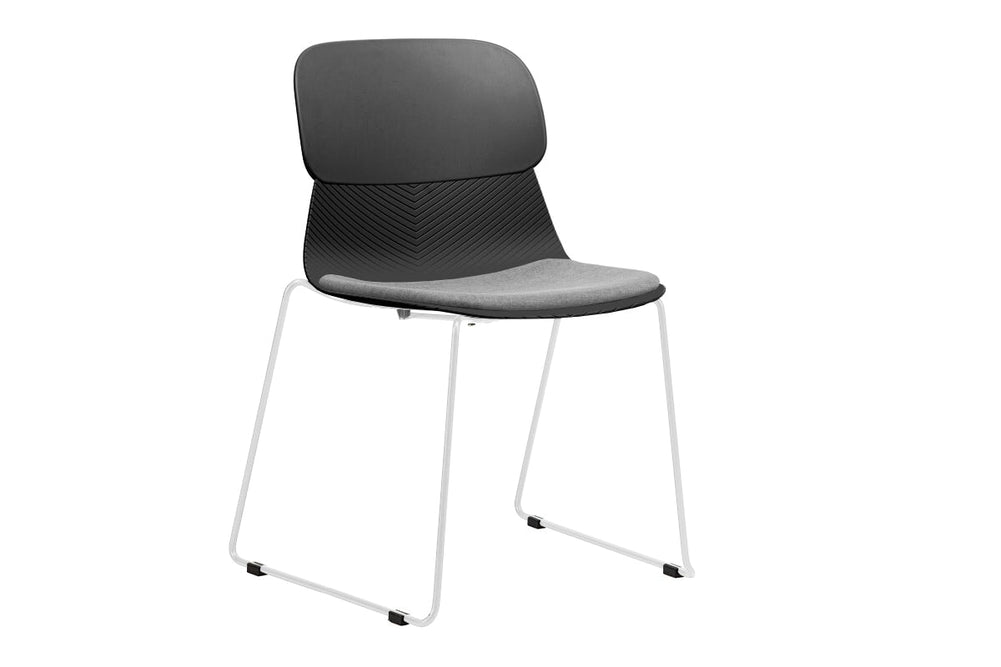 Sammy Plastic Chair - Sled Base-white leg black with pad 