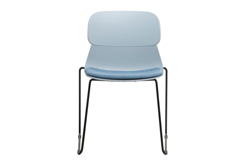 Sammy Plastic Chair - Sled Base-black leg grey with pad 