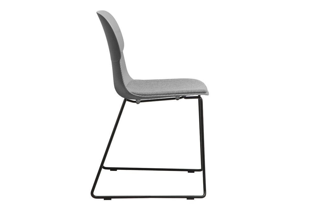 Sammy Plastic Chair - Sled Base-black leg grey with pad 