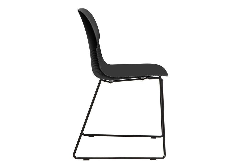 Sammy Plastic Chair - Sled Base-black leg grey with pad 