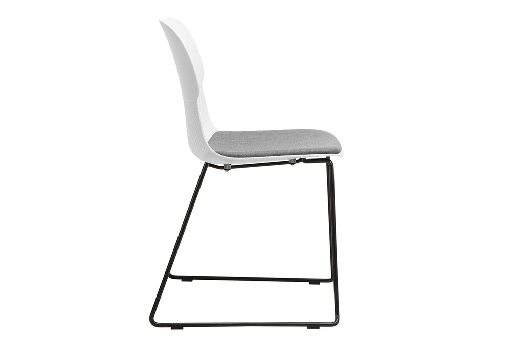 Sammy Plastic Chair - Sled Base-black leg grey with pad 