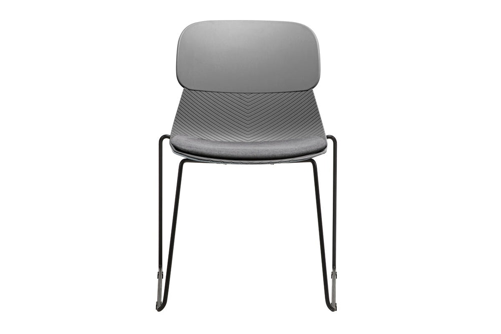 Sammy Plastic Chair - Sled Base-black leg grey with pad 