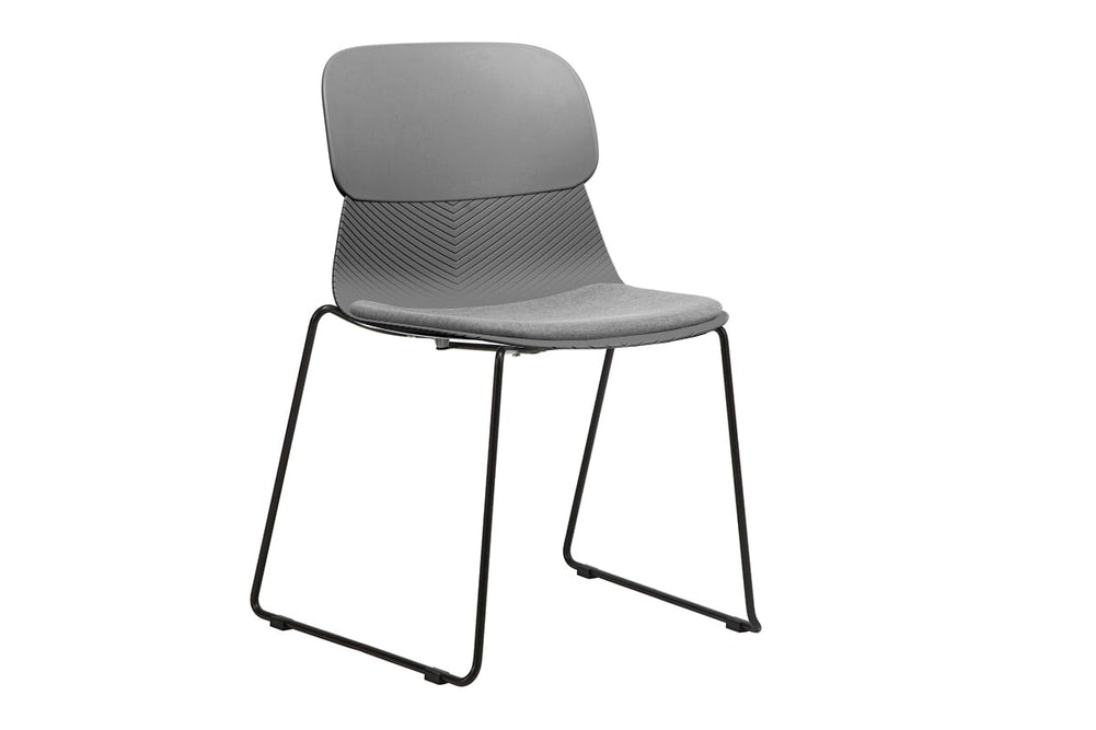 Sammy Plastic Chair - Sled Base-black leg grey with pad 
