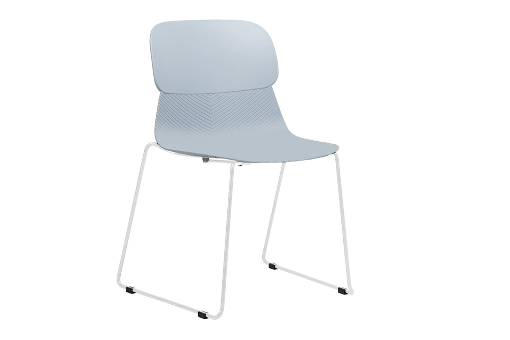 Sammy Plastic Chair - Sled Base-white leg blue 