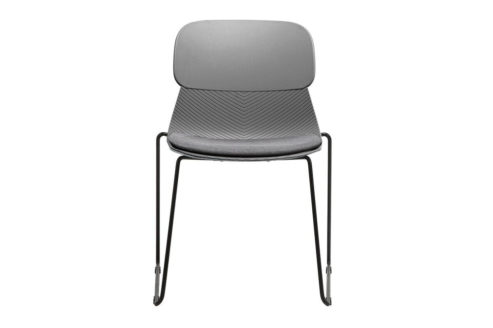 Sammy Plastic Chair - Sled Base-grey with pad  