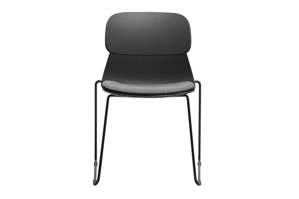 Sammy Plastic Chair - Sled Base-black leg grey with pad 