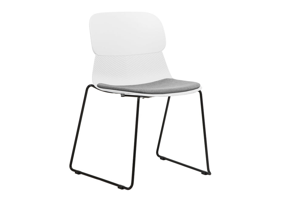 Sammy Plastic Chair - Sled Base-black leg white with pad 