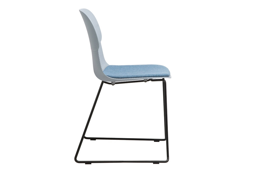 Sammy Plastic Chair - Sled Base-black leg grey with pad 
