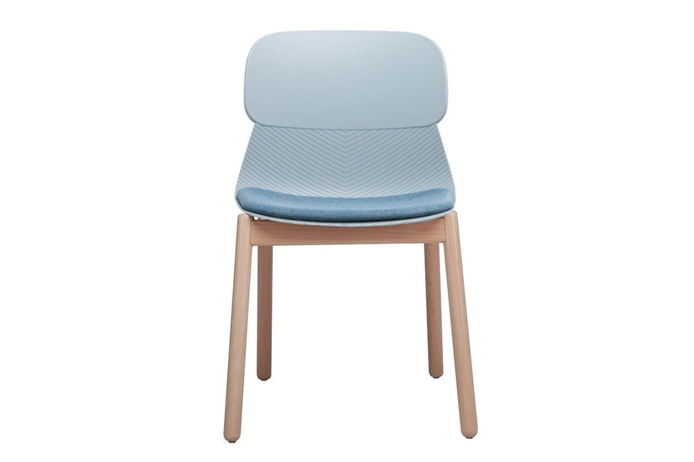 Sammy Plastic Chair - Wooden Leg-grey with pad  