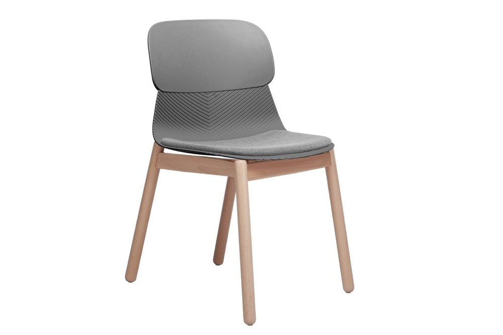 Sammy Plastic Chair - Wooden Leg-grey with pad  