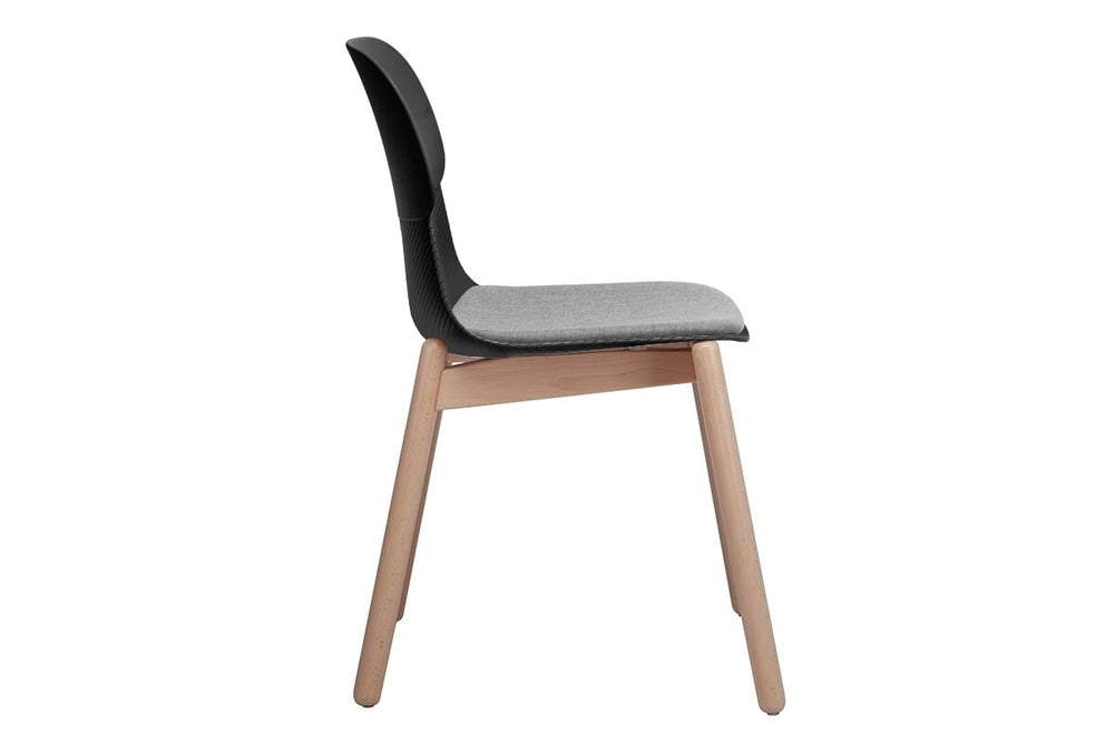 Sammy Plastic Chair - Wooden Leg-grey with pad  