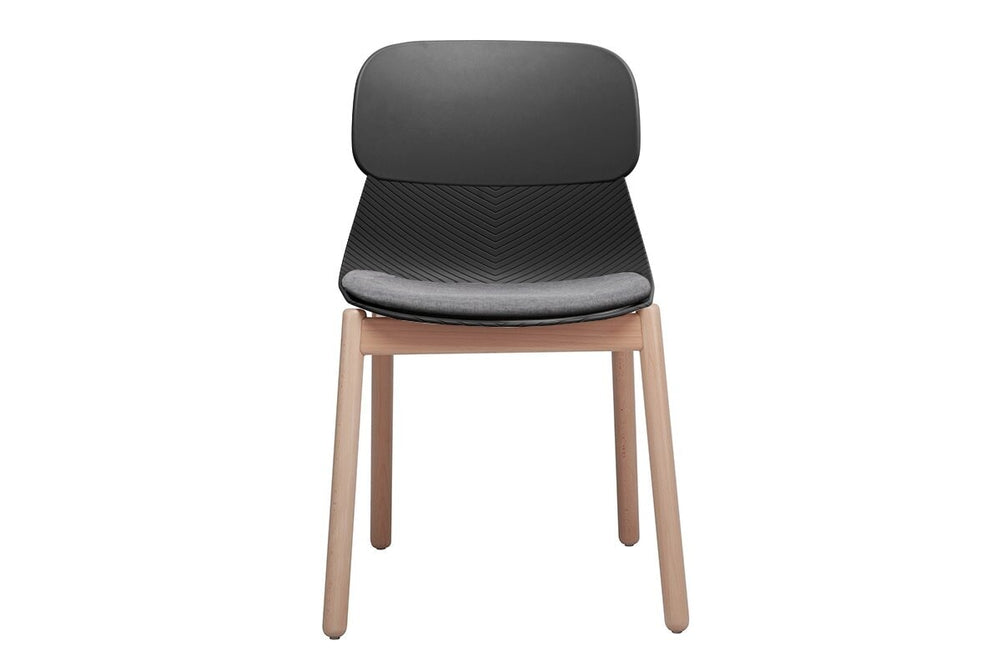 Sammy Plastic Chair - Wooden Leg-grey with pad  