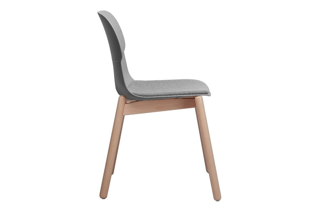 Sammy Plastic Chair - Wooden Leg-grey with pad  