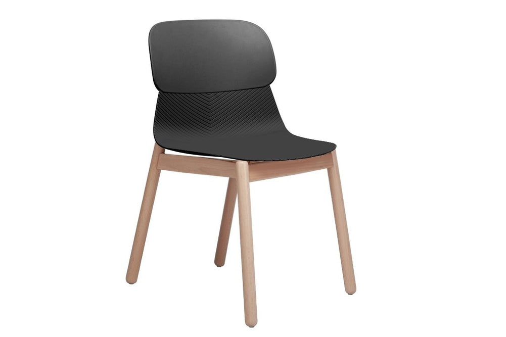 Sammy Plastic Chair - Wooden Leg-black  