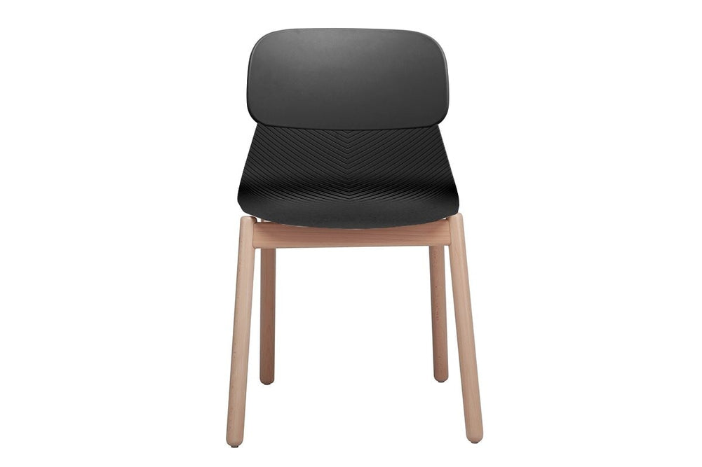 Sammy Plastic Chair - Wooden Leg-grey with pad  
