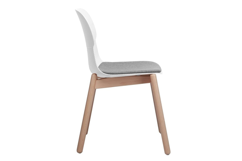 Sammy Plastic Chair - Wooden Leg-grey with pad  